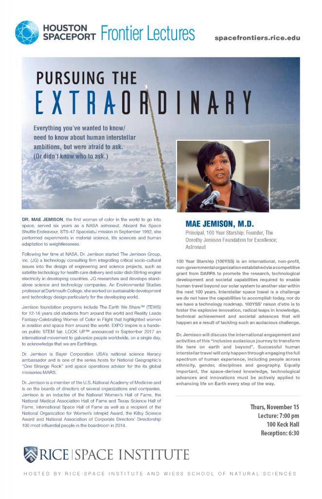 Poster of "Pushing the Extraordinary by Mae Jemison"