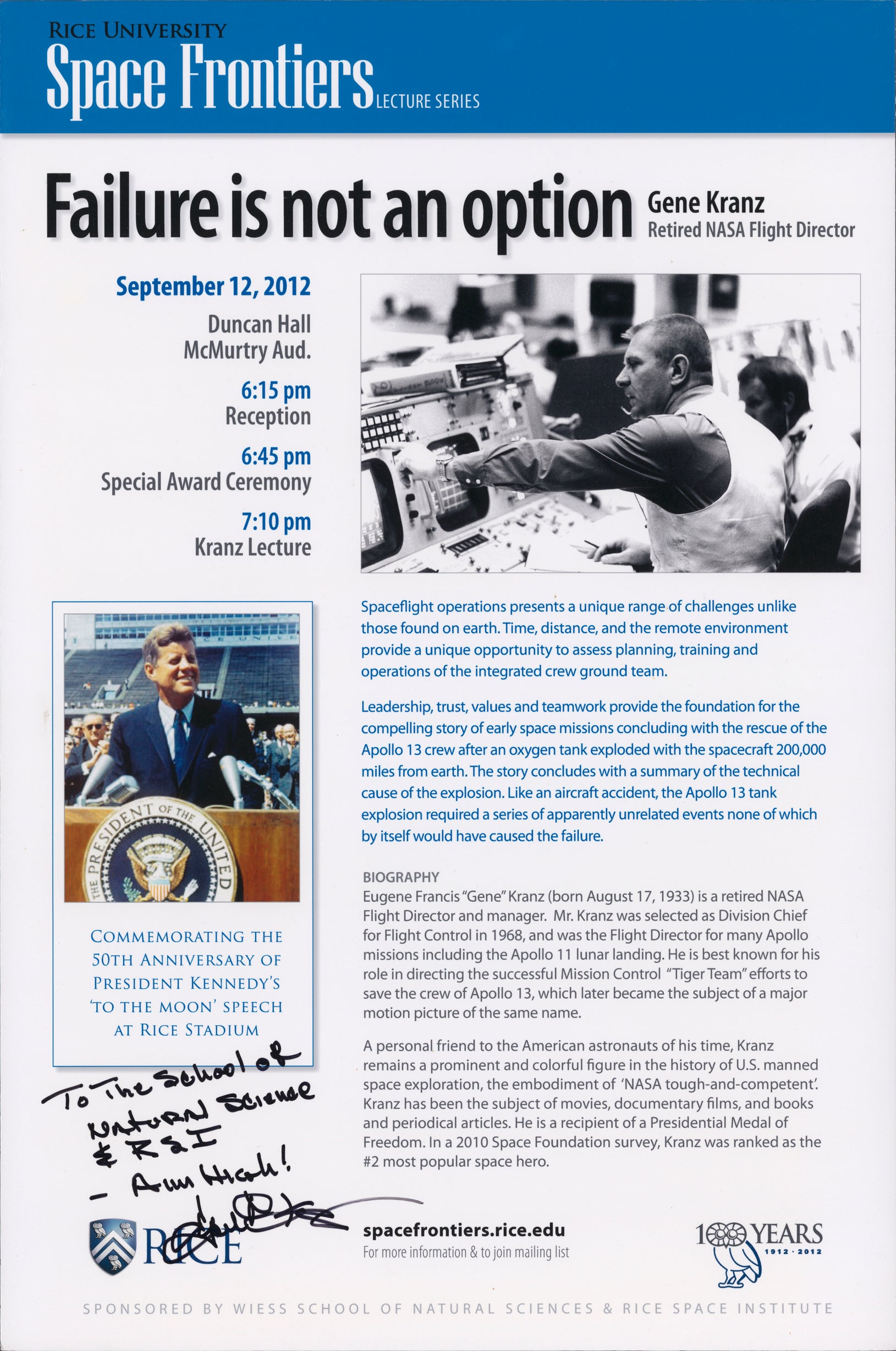 Poster of "Failure is Not an Option" by Gene Kranz