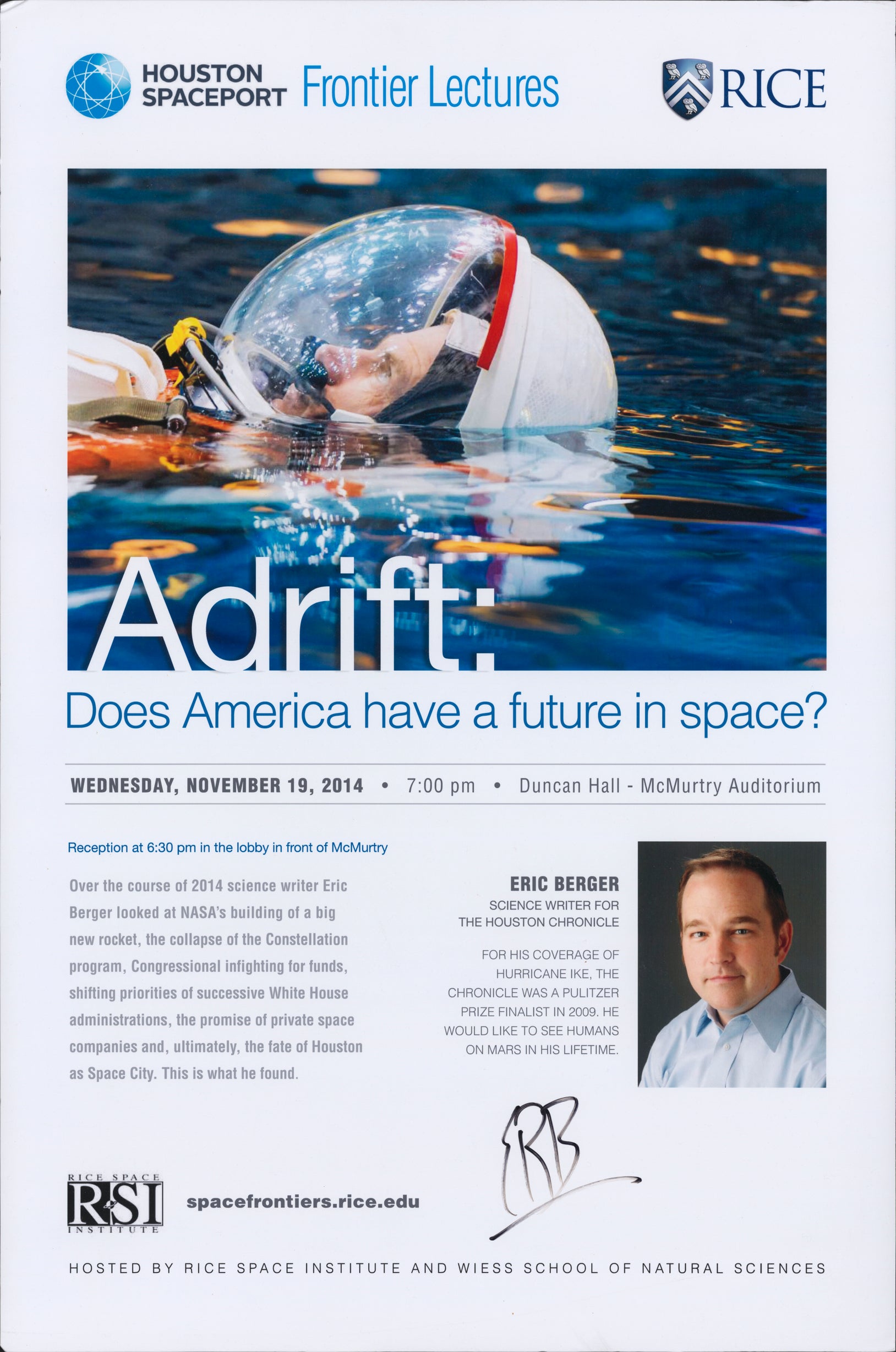 Poster of "ADRIFT: Does America have a future in space?" by Eric Berger