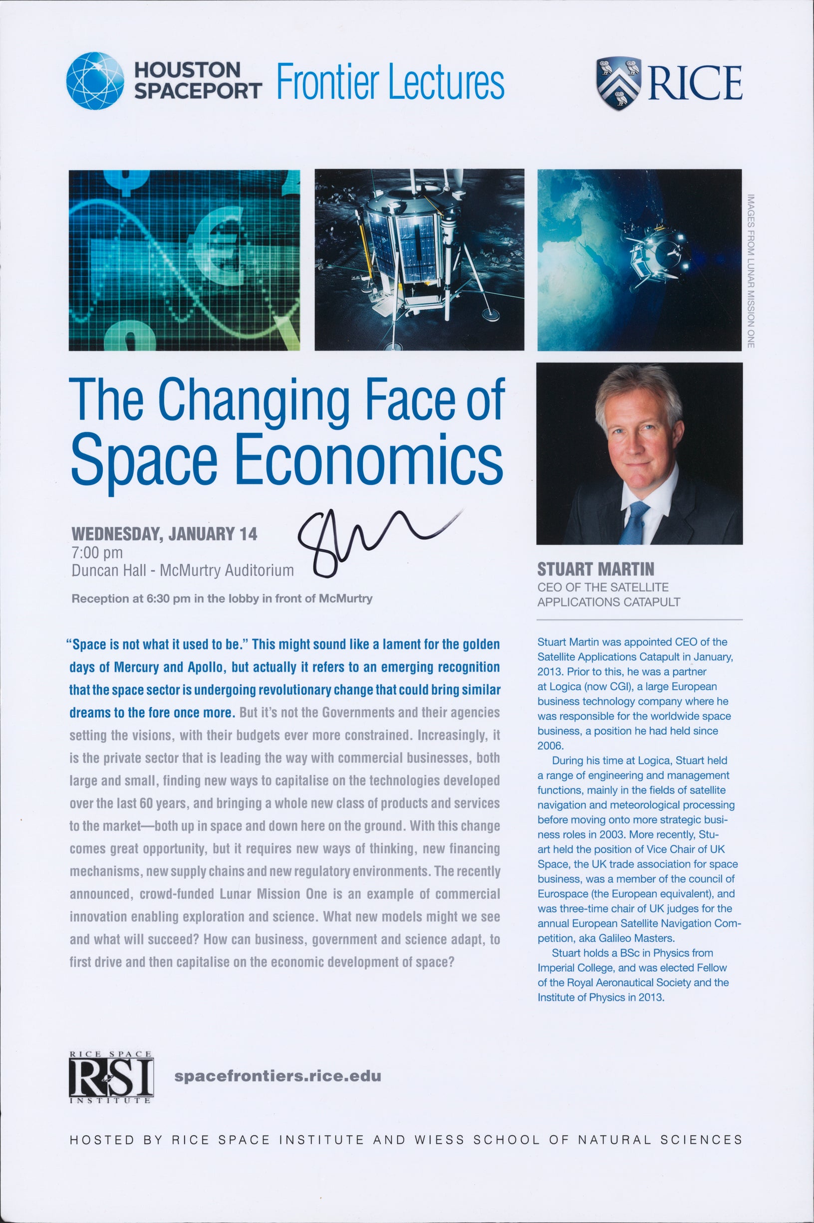 Poster of "The Changing Face of Space Economics" by Stuart Martin