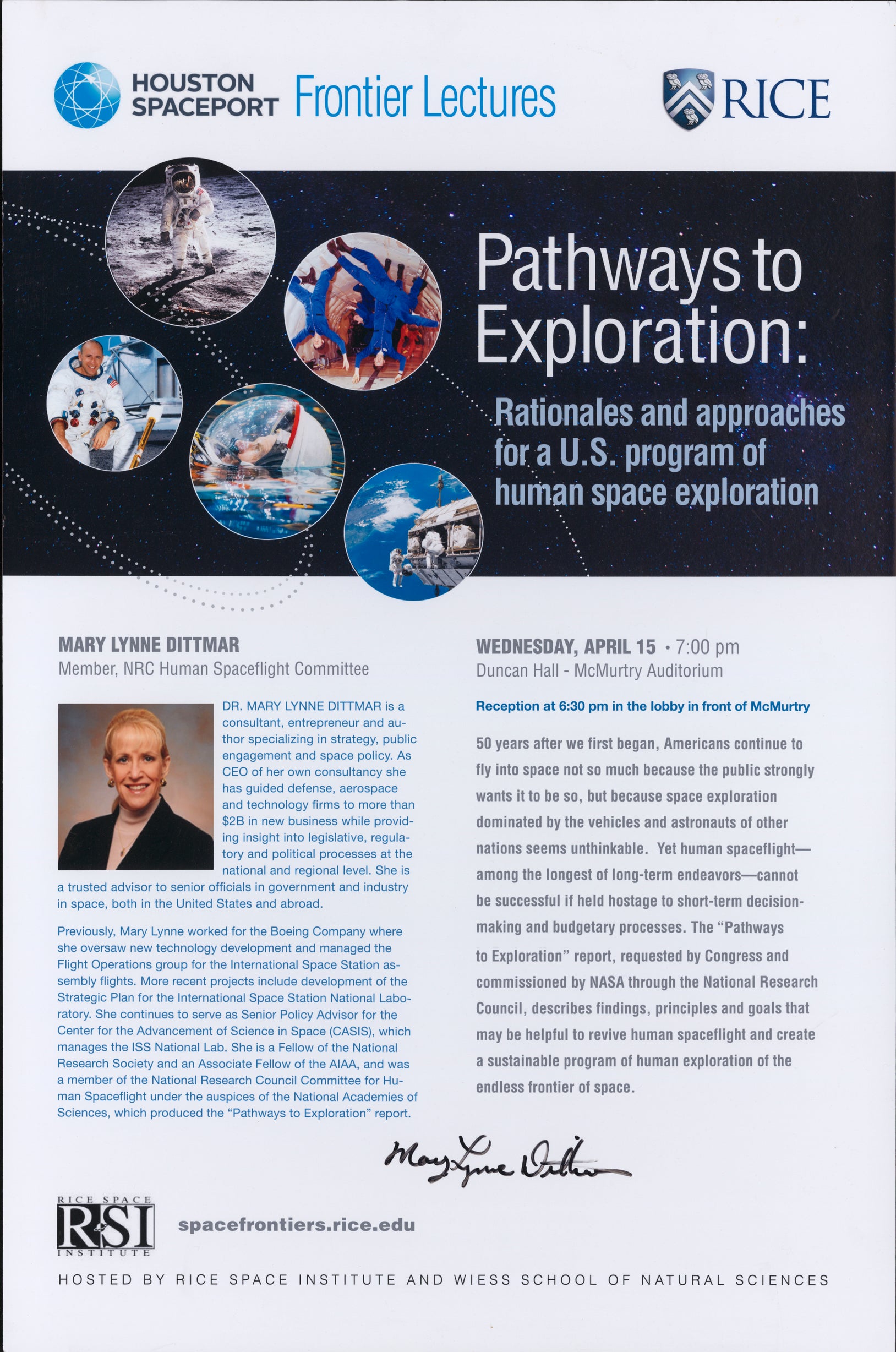 Poster of "Pathways to Exploration: Rationales and Approaches for a U.S. Program of Human Space Exploration" by Mary Lynne Dittmar