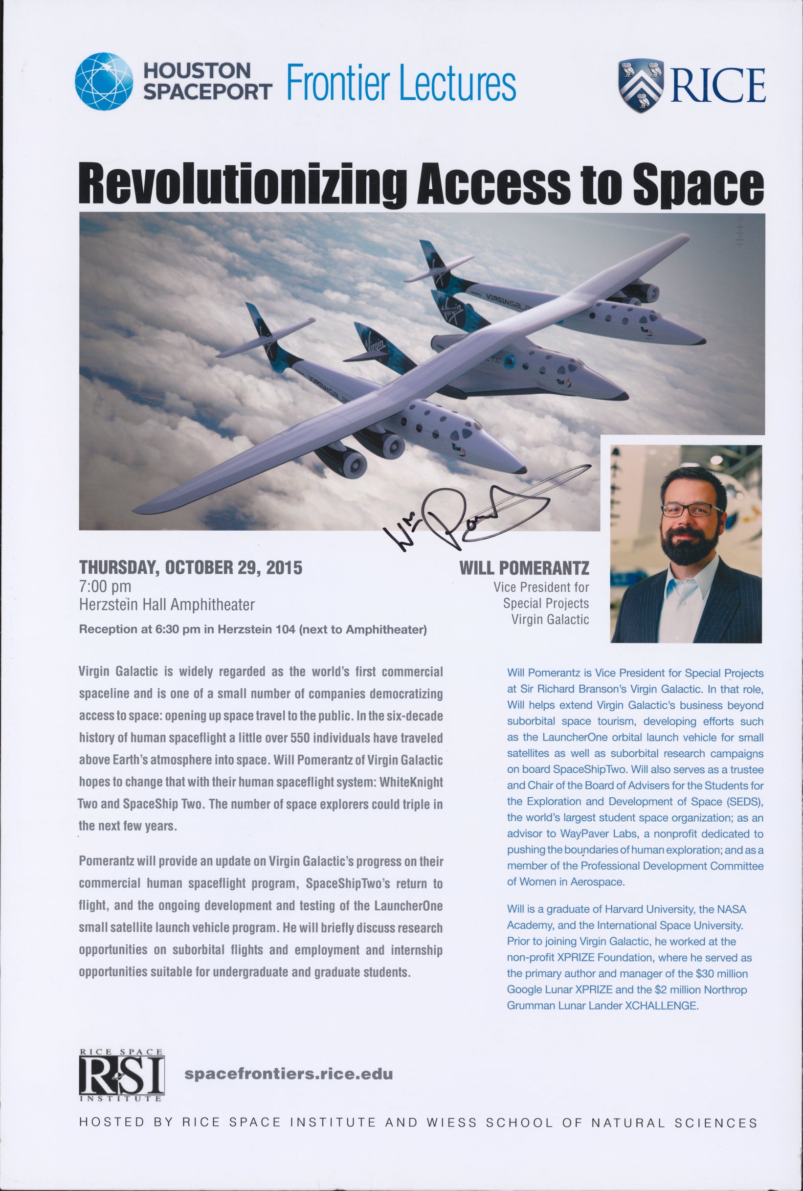 Poster of "Revolutionizing Access to Space" by Will Pomerantz