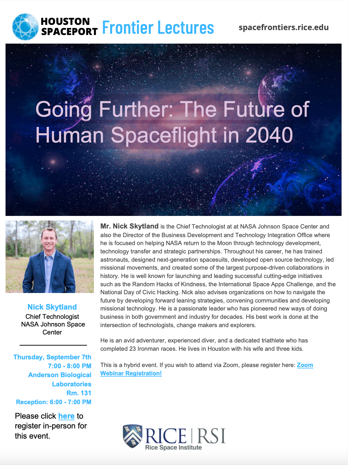 Nick Skytland Spaceport Lecture Flyer